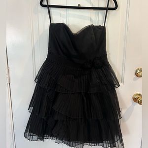 Strapless black cocktail dress